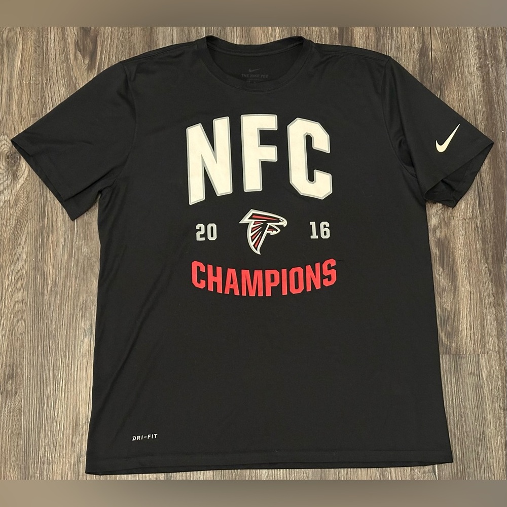 Men’s Nike Atlanta Falcons NFC Champions Black/White/Red Performance T-Shirt- XL